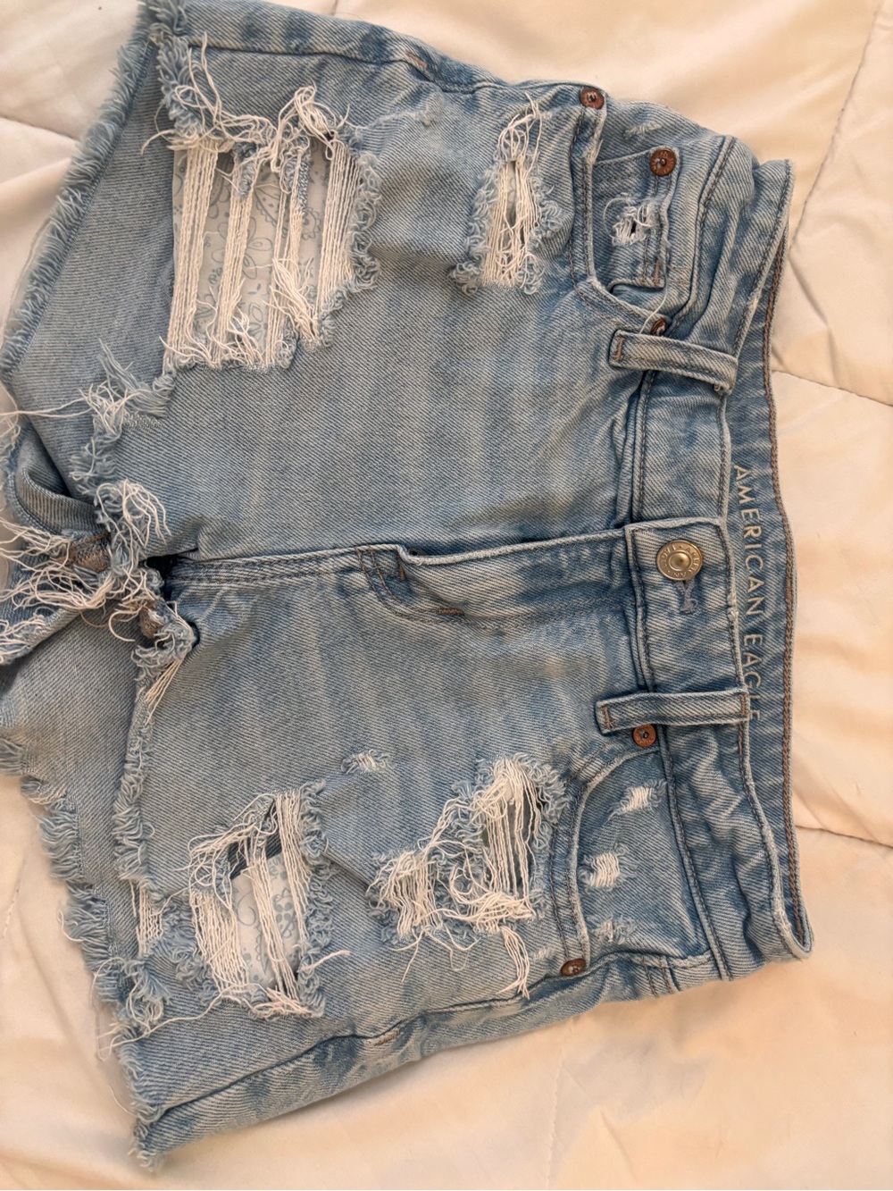 American Eagle Outfitters Light Blue Distressed Denim Jean Shorts